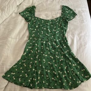 Reformation Green square neck dress